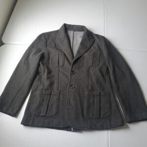 Roberto Collina Blazer Jacket Mens 52 Gray Wool Cotton Jersey Patch Pocket Italy